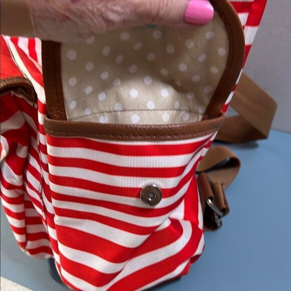 Awesome Jessica Simpson Red and White Striped Backpack - Picture 12 of 14